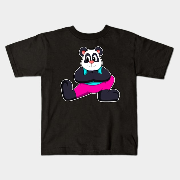 Panda at Yoga stretching exercises Kids T-Shirt by Sonoma92